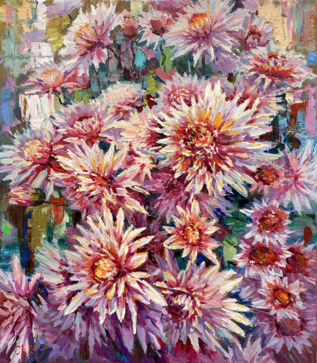 Chrysanthemums 绘画, 27.5x23.6 in
