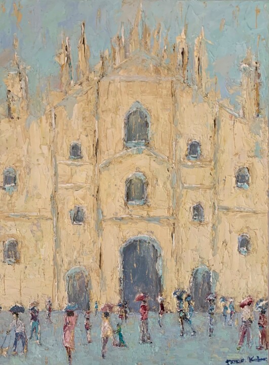 Gocce di pioggia alla Cattedrale di Milano Pittura, 15,8x11,8 in