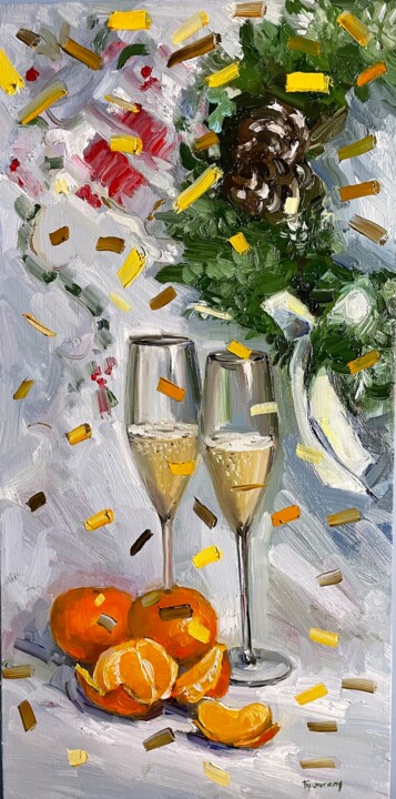 Painting titled "С Новым годом" by Olga Bronskikh, Original Artwork, Oil