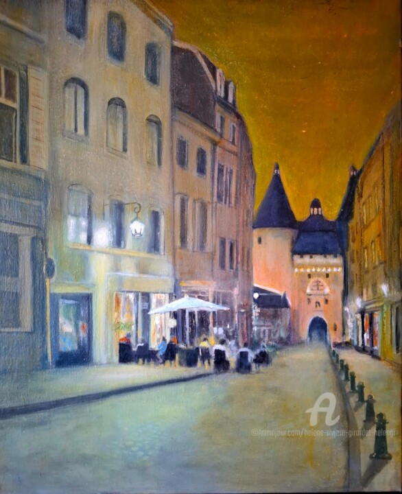 " La porte de la Craffe" Nancy Painting, 18.1x15 in