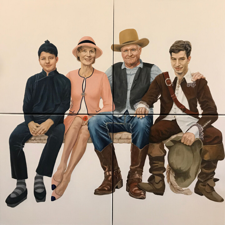 Painting titled "Portraits d'Identité" by Clotilde Maillard, Original Artwork, Oil