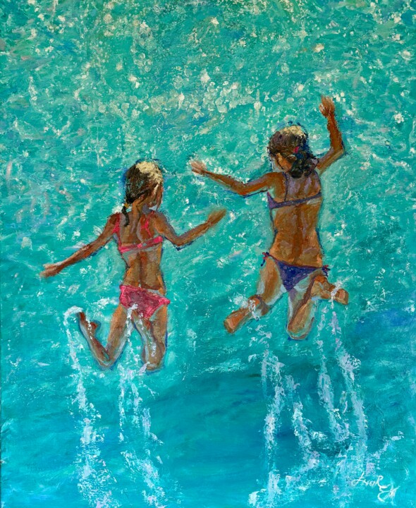 ÉTÉ UNIQUE PEINTURE À L’HUILE FIGURATIVE Картина, 39,4x31,5 in