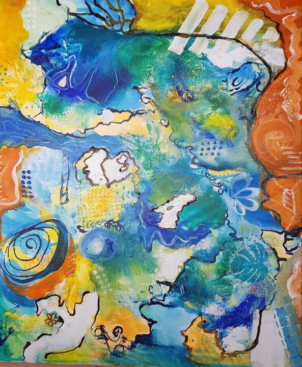 Terres et Mers 绘画, 21.7x17.7 in