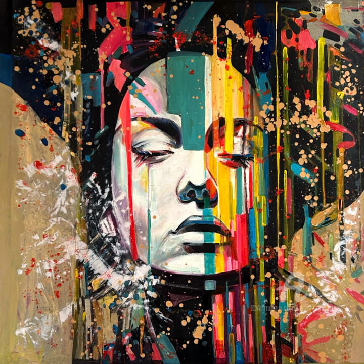 XXL abstract female portrait painting 绘画, 39.4x39.4 in