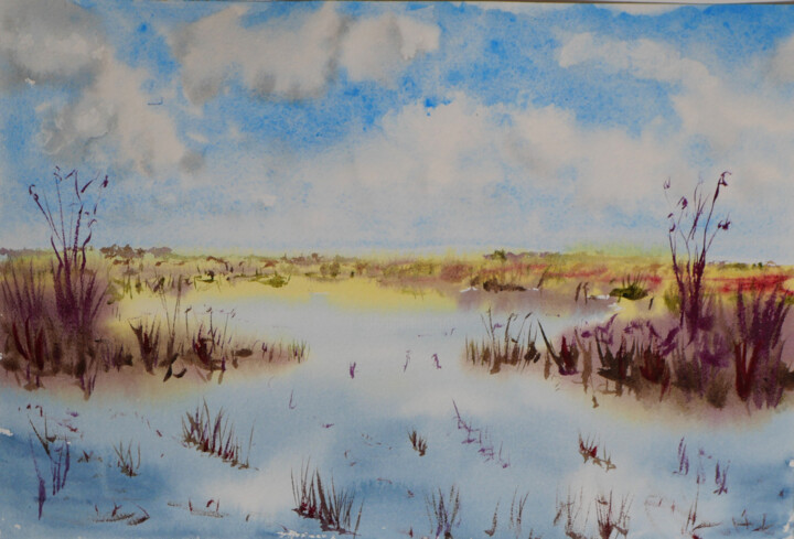 aquarelle d'un marais 4 Painting, 8.3x11.4 in