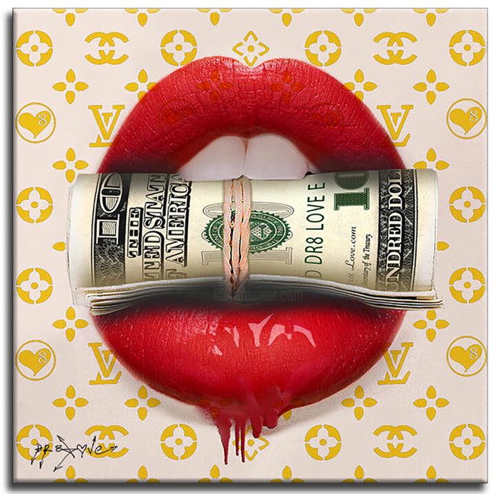 Suit Kiss - Original Painting on Canvas Pittura, 39x39 in