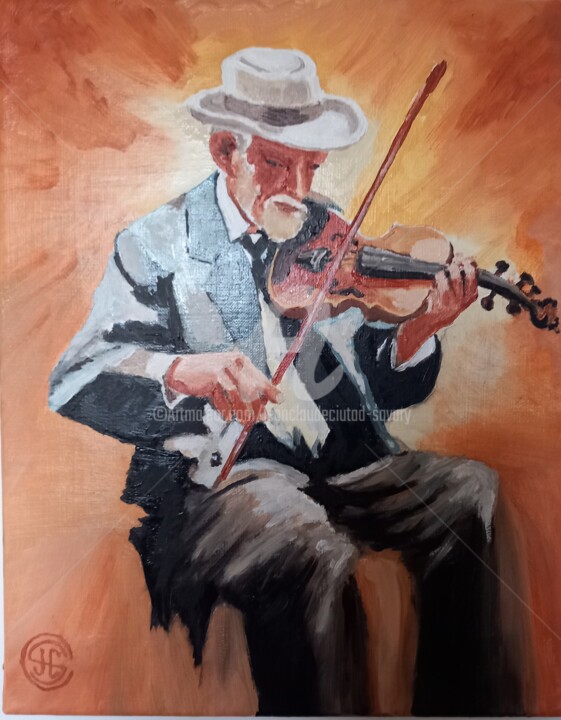 Le vieux violoniste Tablo, 16,5x13 in