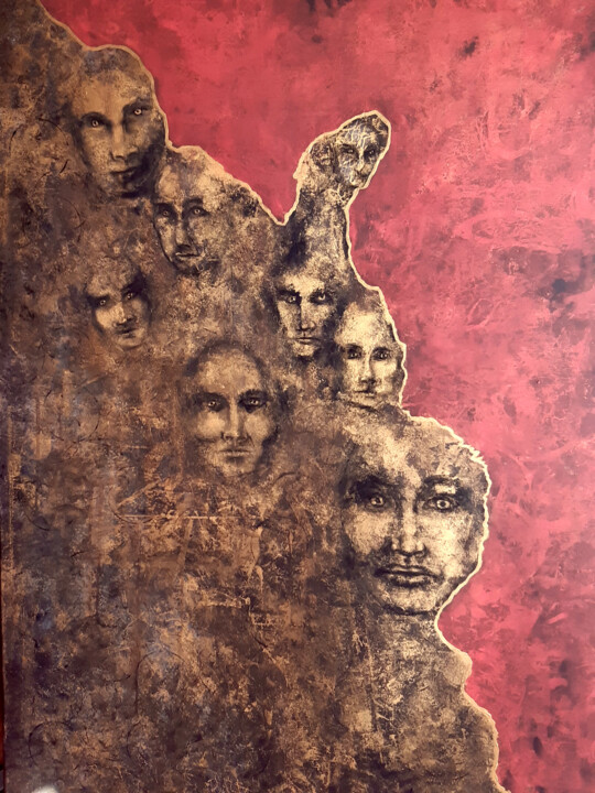 Visages 绘画, 44.1x35 in