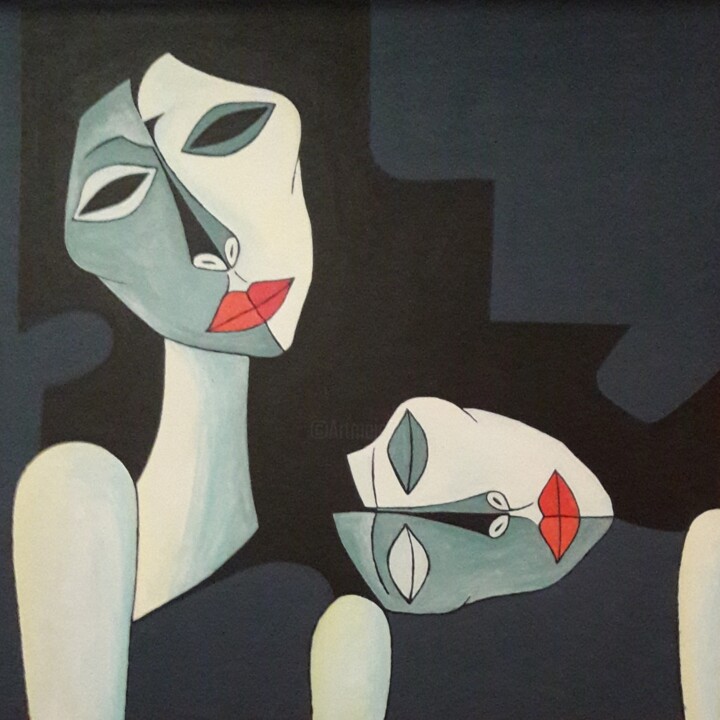 Revisited Guayasamin 绘画, 27.6x27.6 in