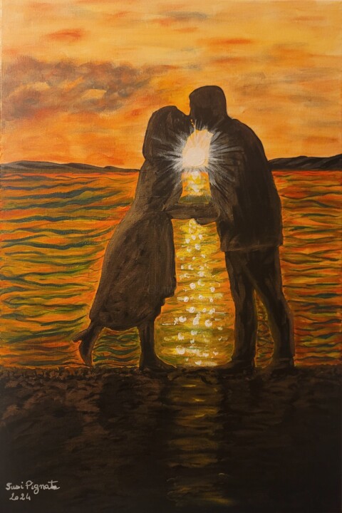 L'amore illumina il Tramonto 绘画, 23.6x15.8 in