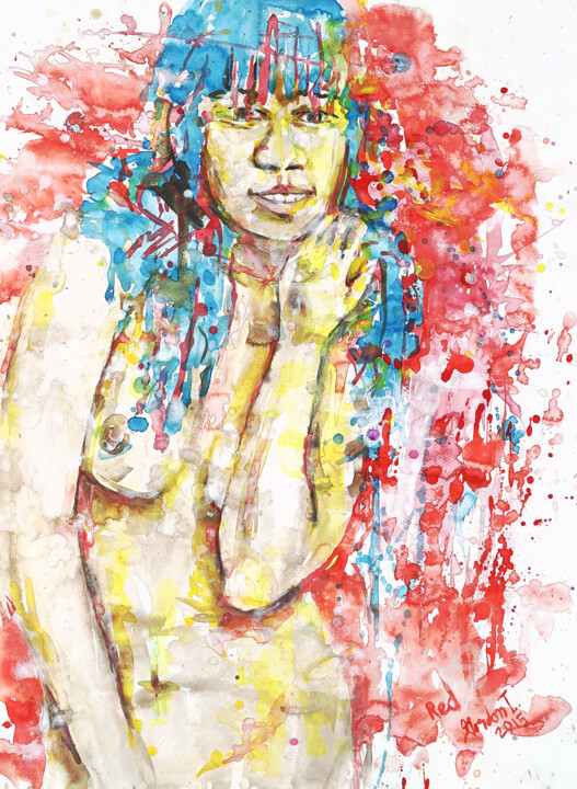 Red 绘画, 30x22 in