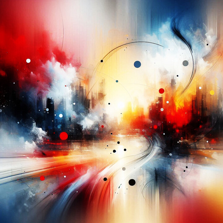 Abstract Cityscape 绘画, 55.1x55.1 in