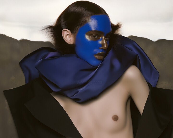 Ethereal Blue: A Portrait in Defiance 数字艺术