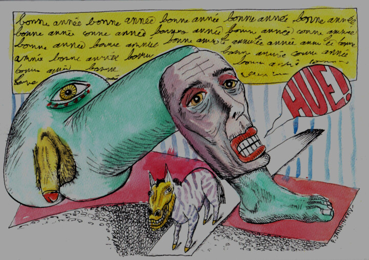 Tekening getiteld "Bonne année petiti…" door Patrick Jannin, Origineel Kunstwerk, Inkt