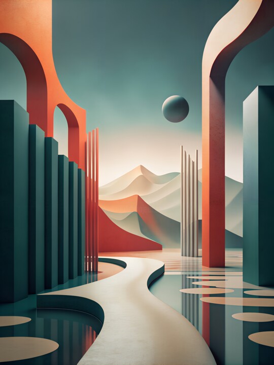 Digital Arts titled "Dreamscape Architec…" by Miguel Bruzual, Original Artwork, Digital Painting