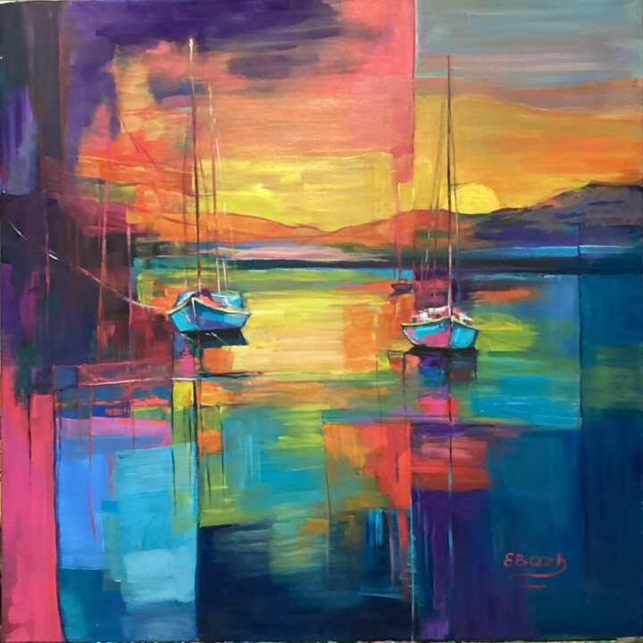 Painting titled "Tranquility on the…" by Eva Bazhenova, Original Artwork, Acrylic