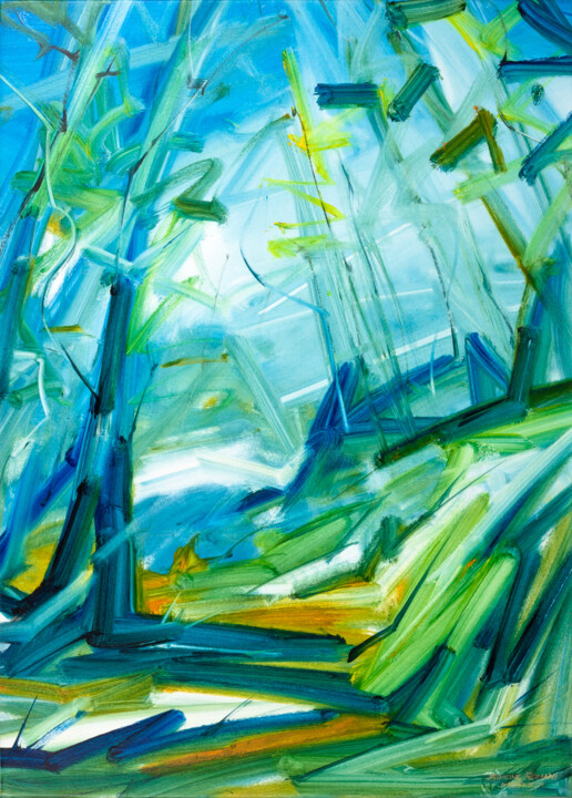 Painting titled "Up, towards the sky" by Simone Romani, Original Artwork, Oil Mounted on Wood Stretcher frame