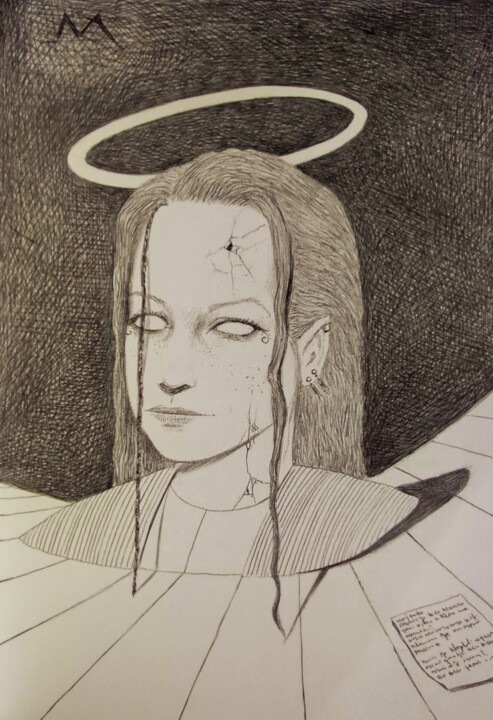 Maybe she's not an angel Tekening, 11,8x7,9 in
