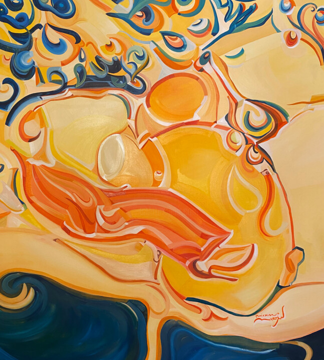 © Amour qui fleurit entre les cieux 绘画, 35.4x35.4 in