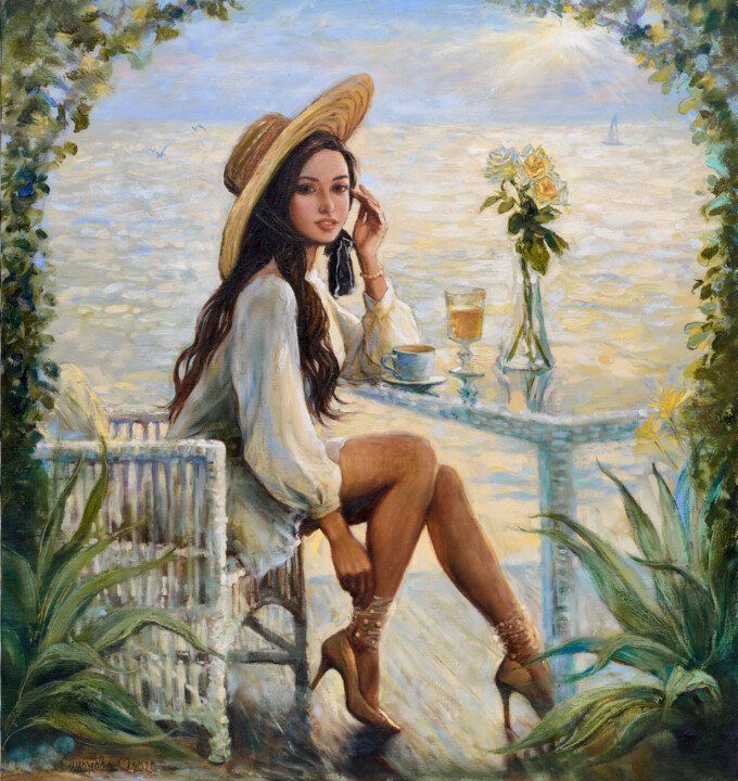 Painting titled "Coastal Chic - Fine…" by Simanolya, Original Artwork, Oil