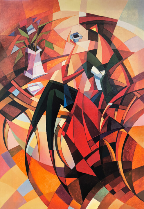 Reflections at the Cafe 绘画, 35.4x23.6 in
