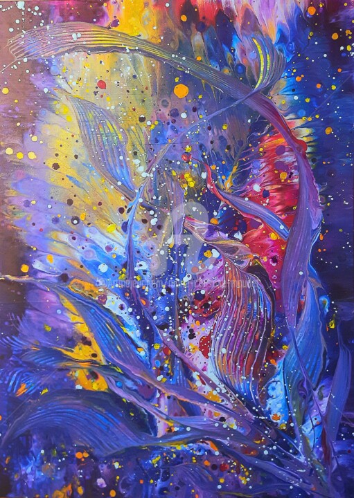 Peinture intitulée "Fantaisie" par Marie-Christine Maudet, Œuvre d'art originale, Acrylique Monté sur Châssis en bois
