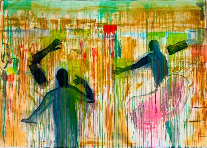 Rain people 绘画, 53.2x80.7 in