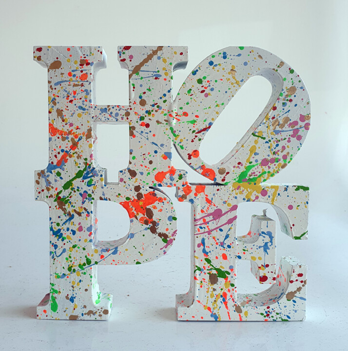 SPACO couleurs Hope, 2024 Sculpture pop street art Sculpture, 7.9x7.9 in