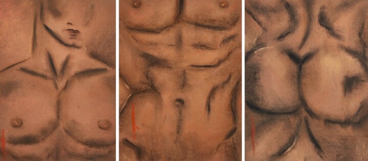 My man.Triptych 图画, 8.3x17.7 in