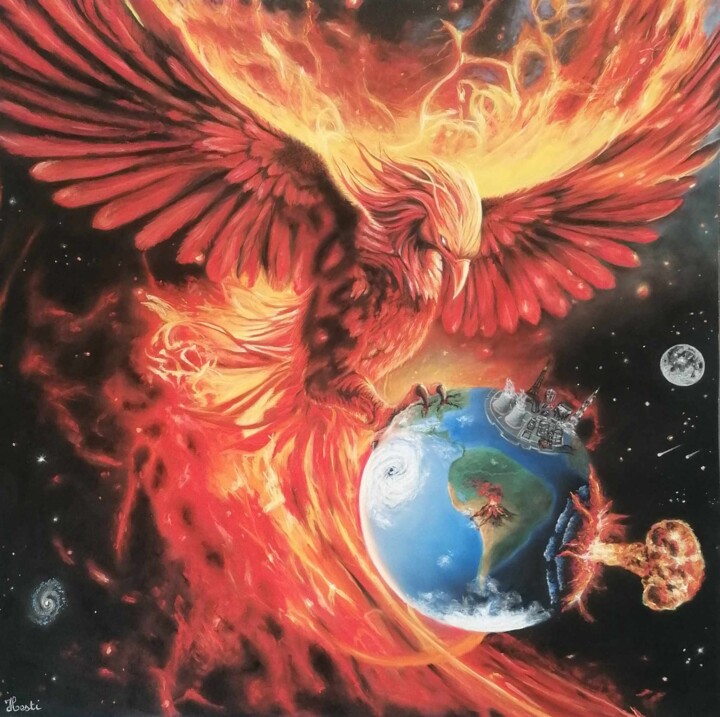 Desenho intitulada "Les cendres de l'hu…" por Hesti Art, Obras de arte originais, Pastel