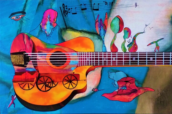 Collages intitulée "NUAGES 1940" par Gil Loison, Œuvre d'art originale, Collages Monté sur Autre panneau rigide