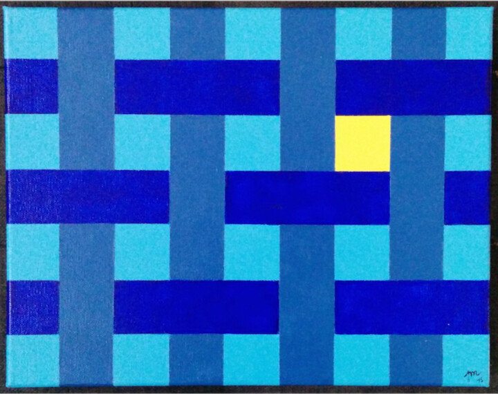 Painting titled "Tressage bleu" by Pascal Marion, Original Artwork, Acrylic