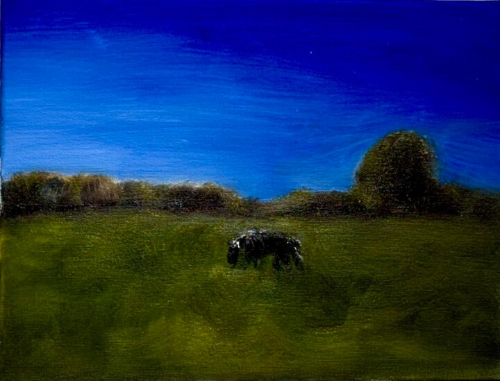 Painting titled "après midi tranquil…" by Wenping Qian, Original Artwork, Oil