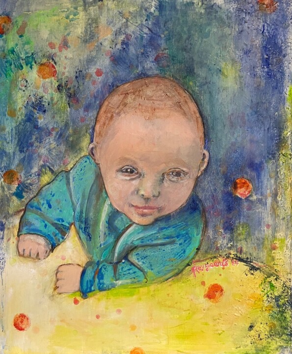 Painting titled "oscar baby" by Isabelle Reygaerts, Original Artwork, Oil