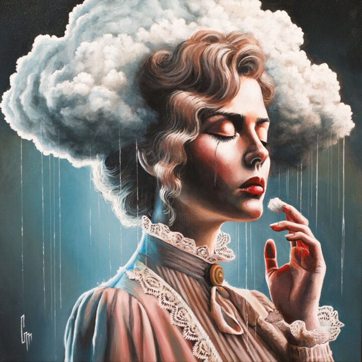 Painting titled ""Filling Cloud"" by Mrs Steamcloudy, Original Artwork, Acrylic Mounted on Wood Stretcher frame