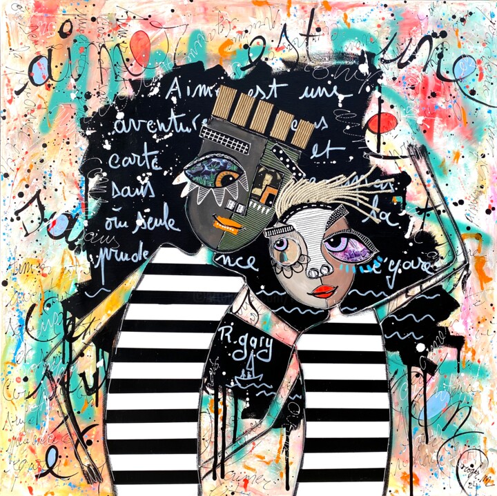 Peinture intitulée "Aimer est une Avent…" par Roger.M, Œuvre d'art originale, Acrylique Monté sur Châssis en bois