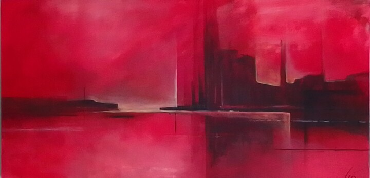 Abendrot am See 绘画, 23.6x47.2 in