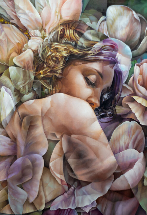 Tears of Peonies 绘画, 55.1x35.4 in