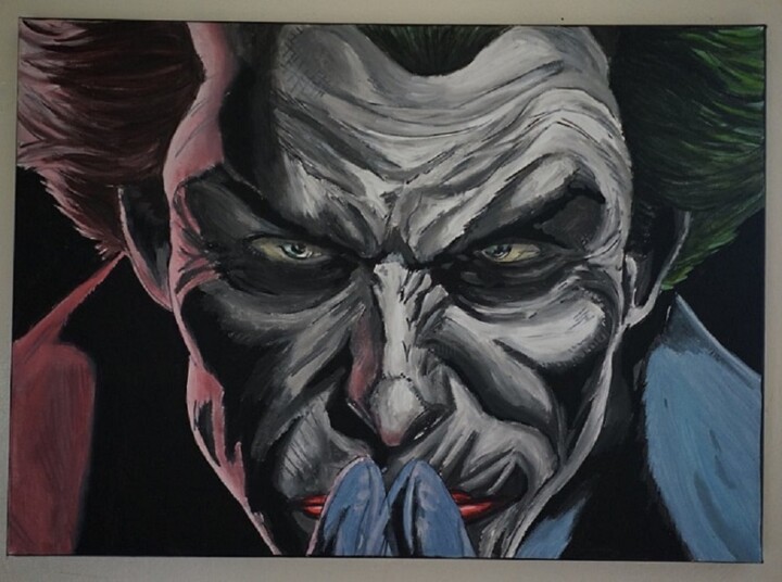 bl-peinture le joker en réflexion Картина, 19,7x27,6 in