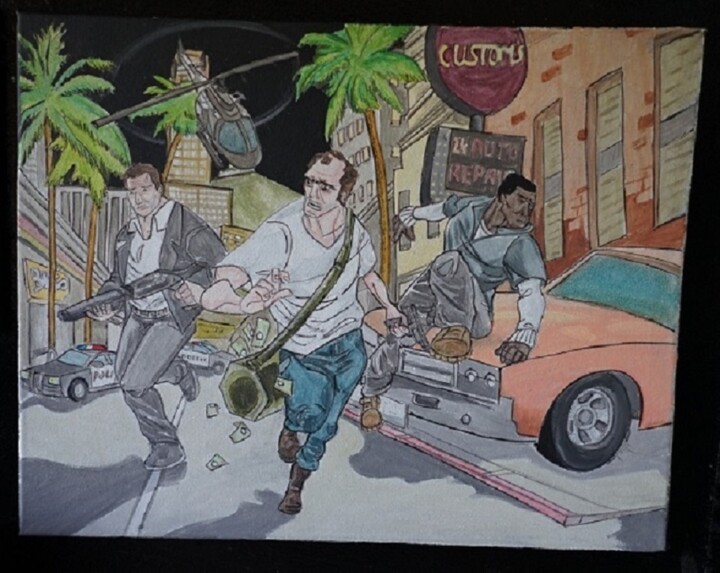 bl - peinture - GTA - grand theft auto 绘画, 15.8x19.7 in