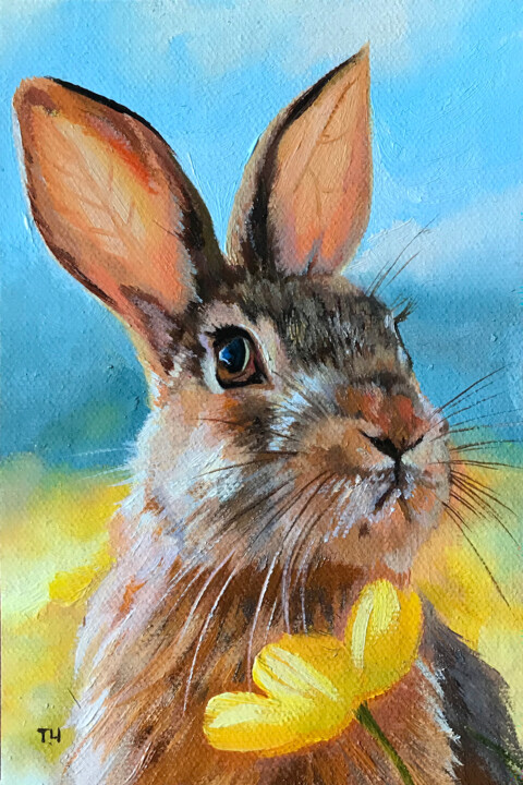 Bunny Bliss 绘画, 5.9x3.9 in
