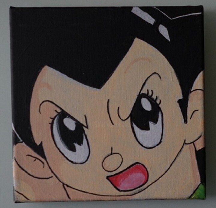 bl - peinture - astro le petit robot 绘画, 7.9x7.9 in