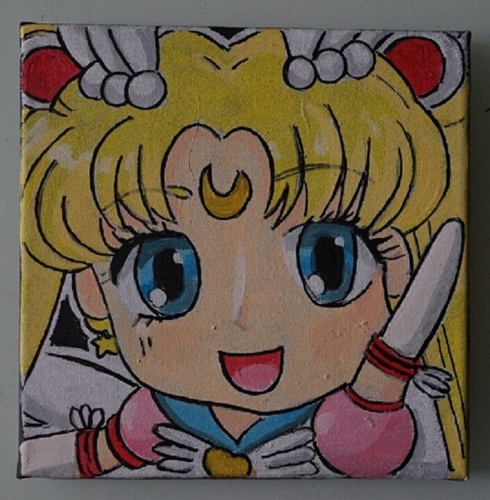 bl - peinture - sailor moon - c1 绘画, 7.9x7.9 in
