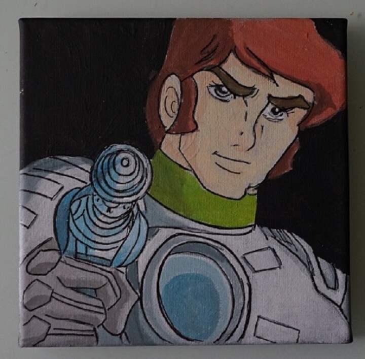 bl - peinture - capitaine flam - c1 绘画, 7.9x7.9 in