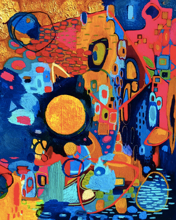 Painting titled "CELLULES (3)" by Cha, Original Artwork, Acrylic Mounted on Wood Stretcher frame