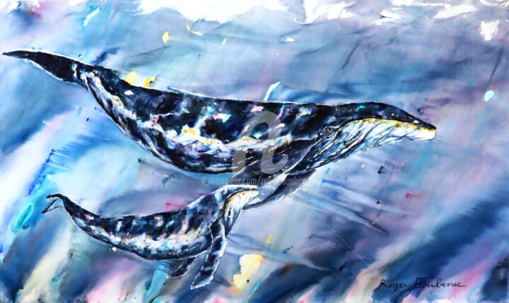 Peinture intitulée "Tout en douceur dan…" par Roger Boubenec, Œuvre d'art originale, Aquarelle