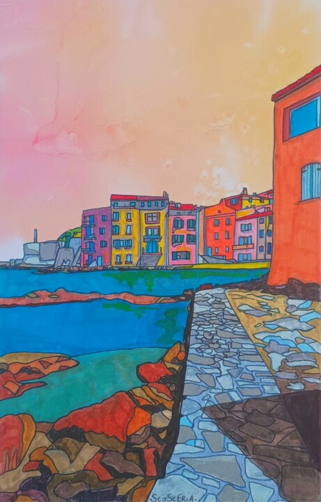 St Tropez 그림, 11.4x6.7 in