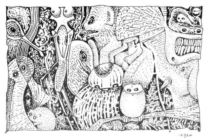 Infinity Zoo Toothless and Harmless -24 Drawing, 5.9x7.9 in