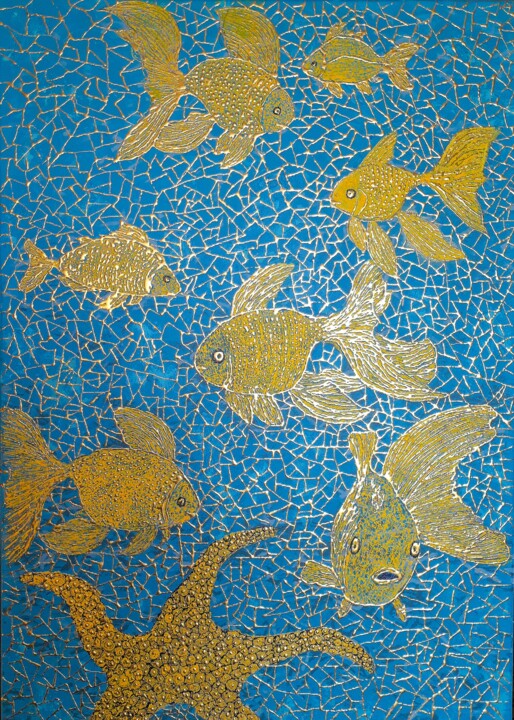 Acrilicpaiting " Fish" 绘画, 27.6x19.7 in