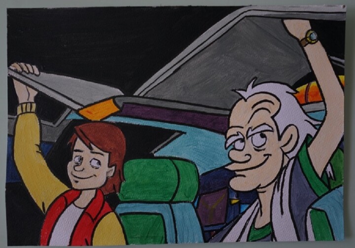 bl - peinture - retour vers le futur 绘画, 8.3x11.8 in